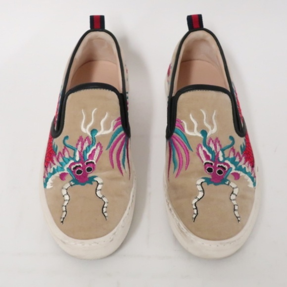 Gucci Shoes - Gucci Slip-On Skate Sneaker Dublin Beige Dragon